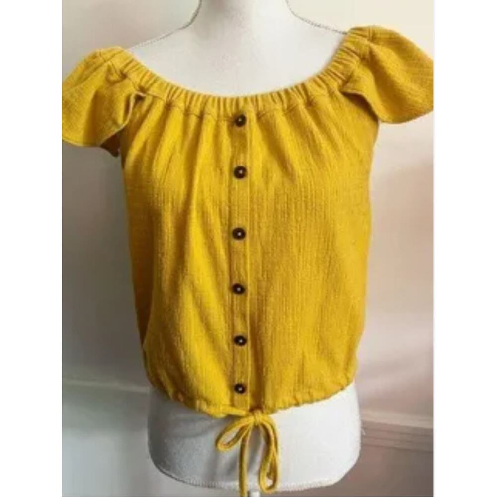 Madewell Yellow Off Shoulder Crop Top S Boho Minimalist